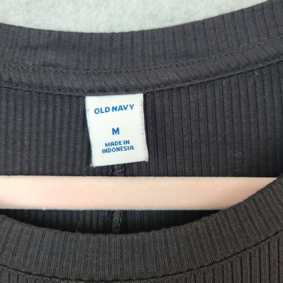 Old Navy Ribbed Dress Size Medium Black Fit & Flare 1/2 Sleeve Capsule Wardrobe - Picture 4 of 7